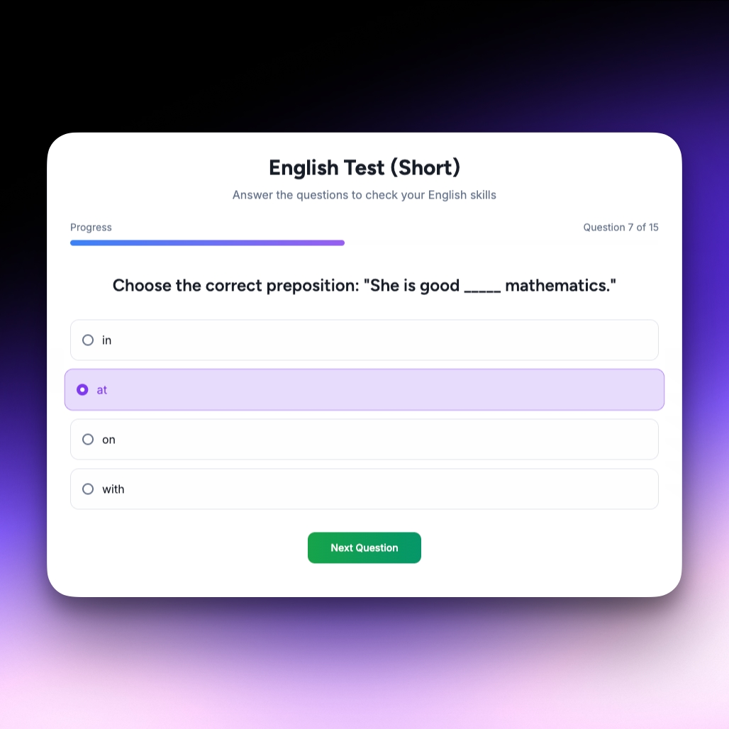 Standardized English test scored to CEFR level
