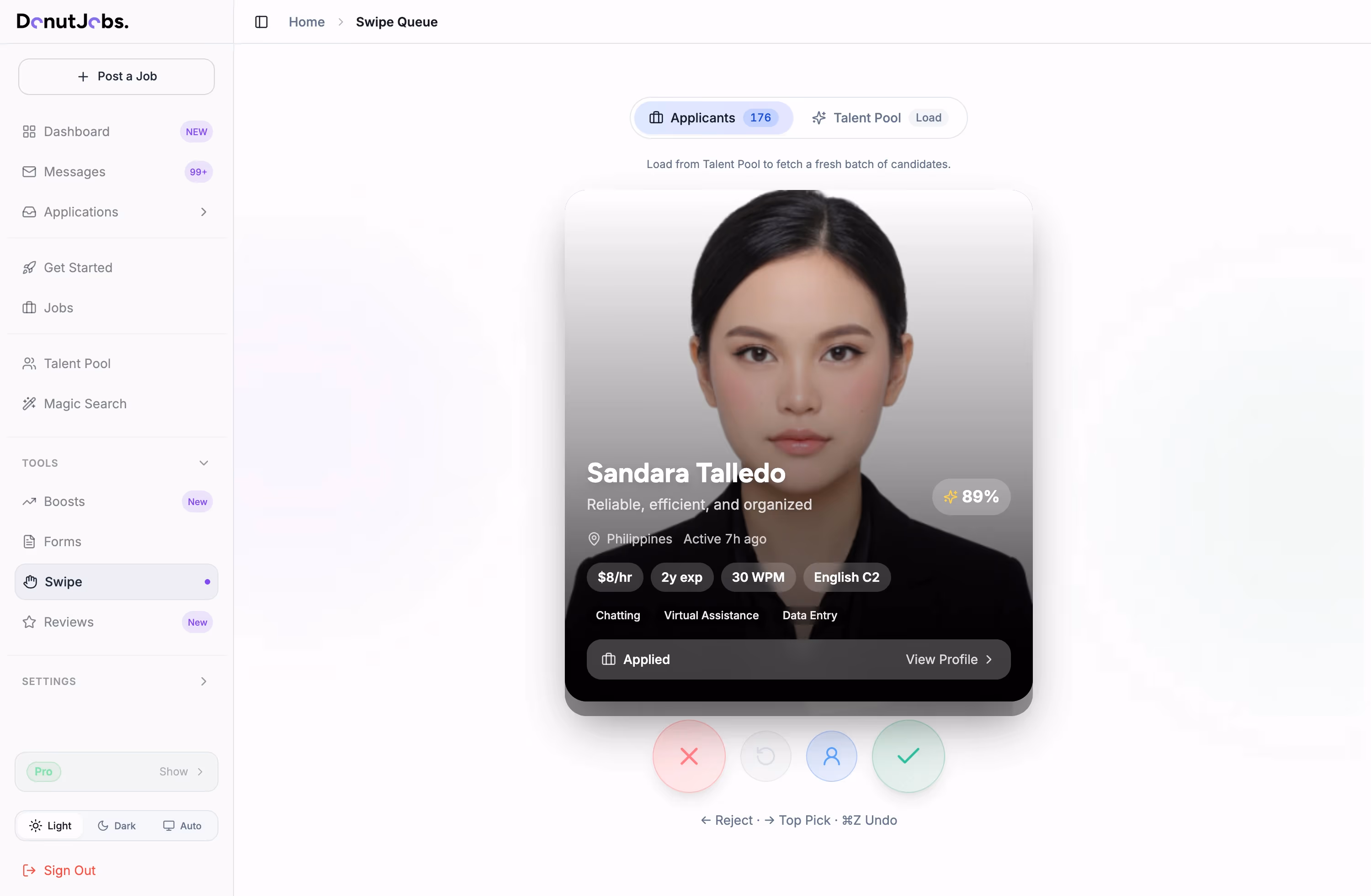 DonutJobs Swipe